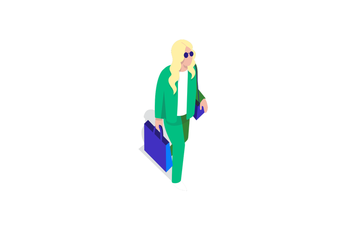 Illustration einer Person mit Gepäck und Sonnenbrille, die Neukundenrabatt symbolisiert